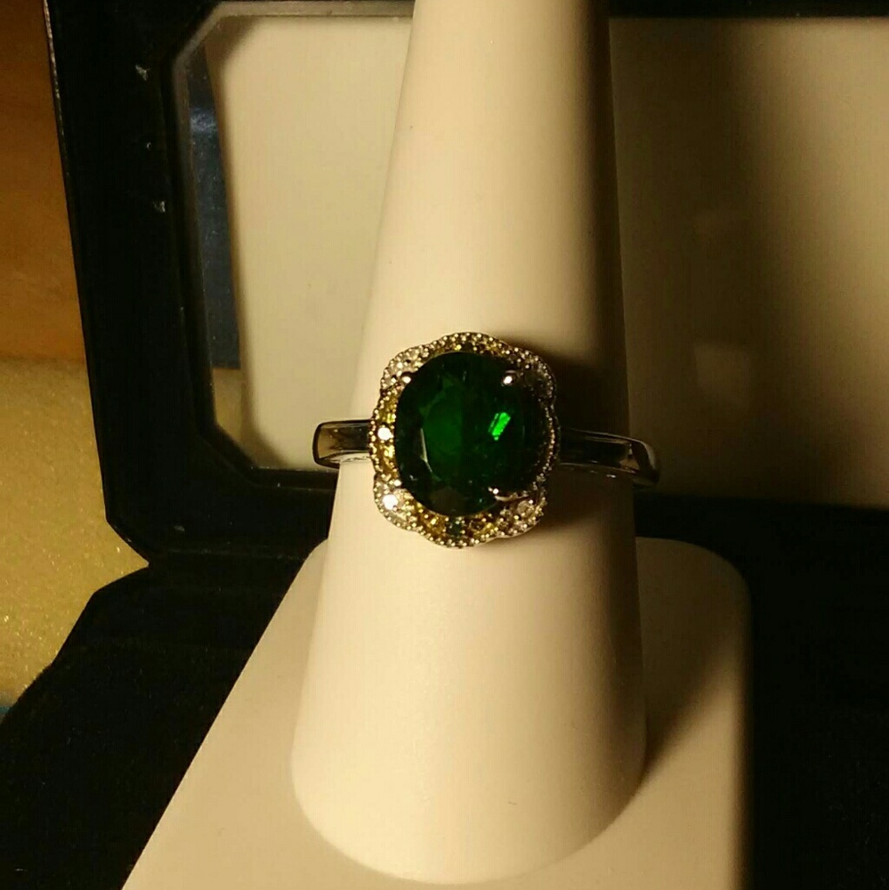 Russian Chrome Diopside Gemstone Band Rings